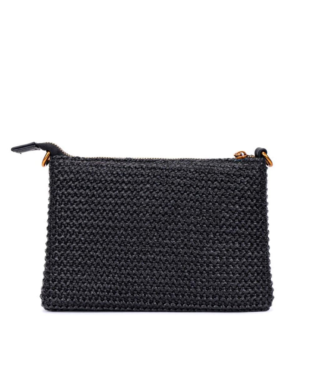 Bolsa Santa Lolla Preta de Palha Tramada Alça ransversal