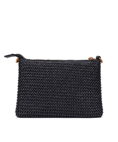 Bolsa Santa Lolla Preta de Palha Tramada Alça ransversal
