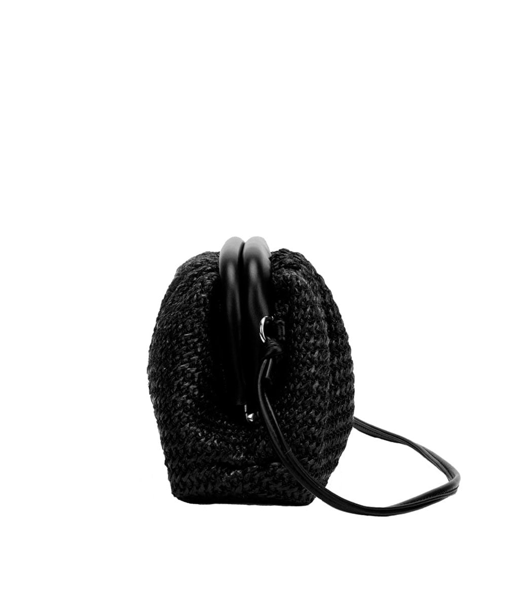 Bolsa Santa Lolla Preta Pouch Pequena Palha