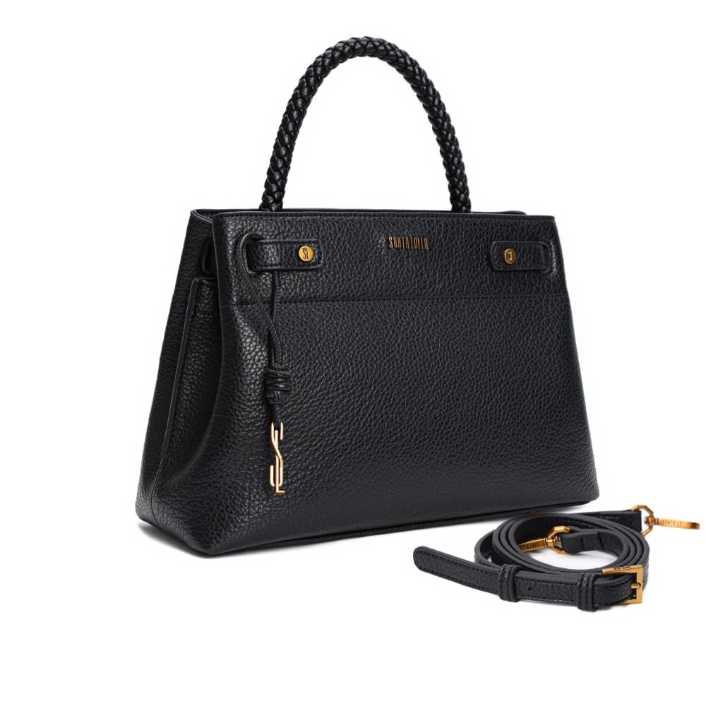 45台限定　petla OD4ABSSCM Bolsa Grande Tramado Preta E Branca Alça De Ombro - Santa Lolla