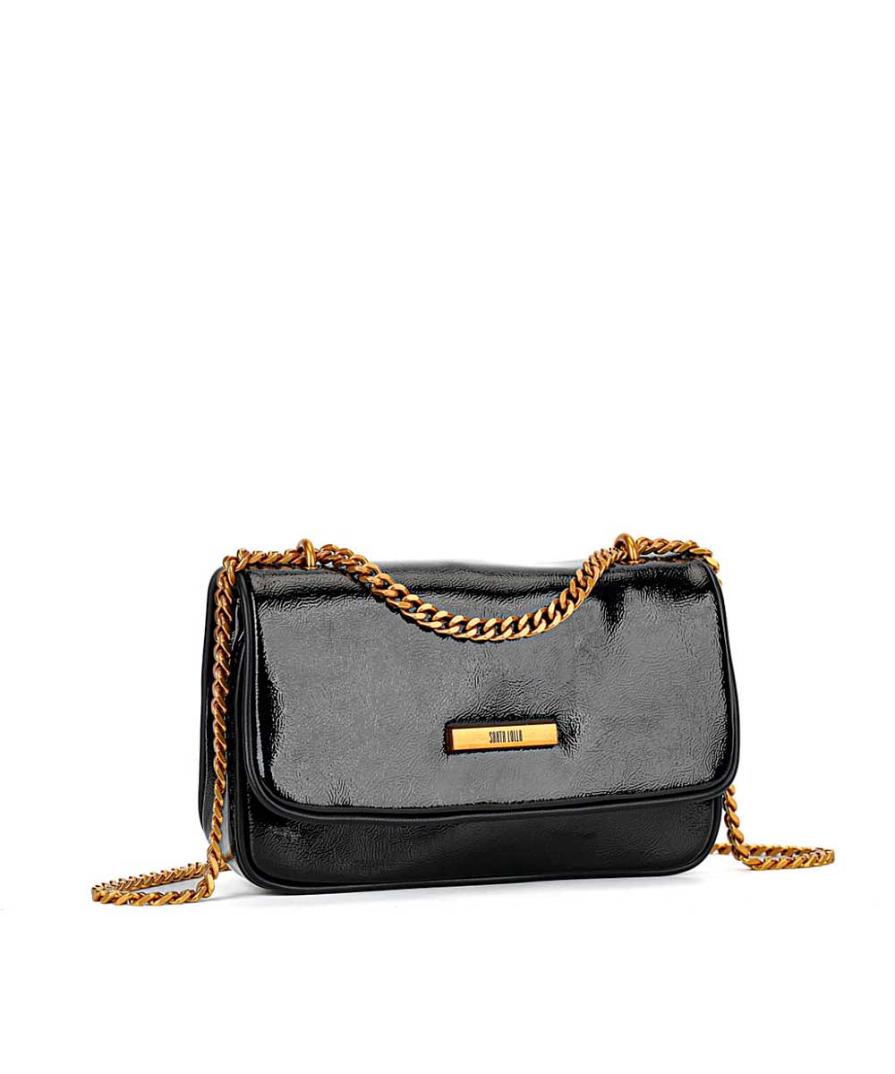 Bolsa Santa Lolla Preta Verniz Correntes