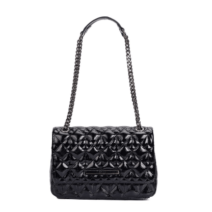Bolsa Santa Lolla Preta Verniz Matelassê Alça Correntes
