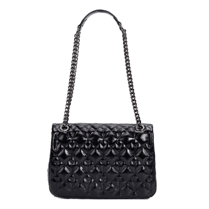 Bolsa Santa Lolla Preta Verniz Matelassê Alça Correntes