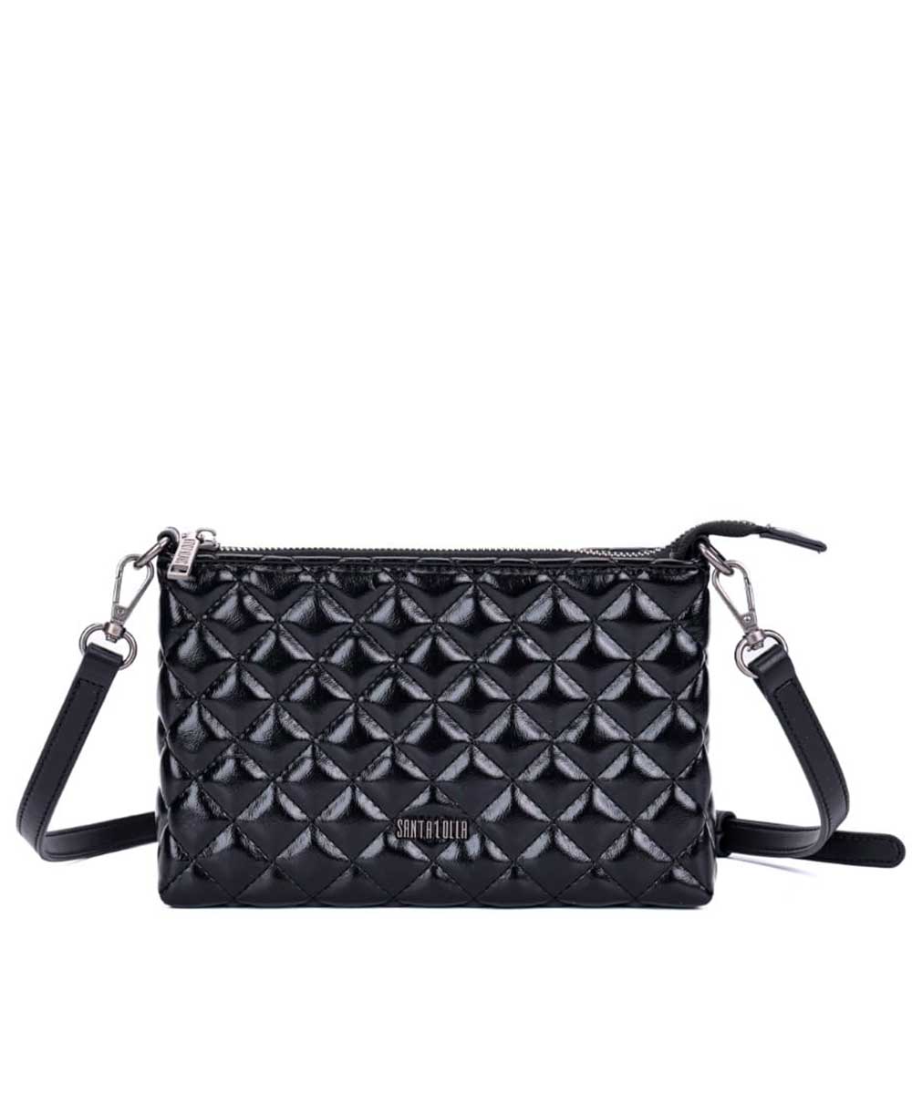 Bolsa Santa Lolla Preta Verniz Matelassê Transversal
