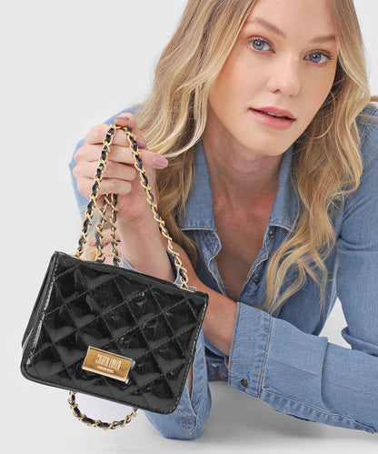 Bolsa Santa Lolla Preta Verniz Matelassê