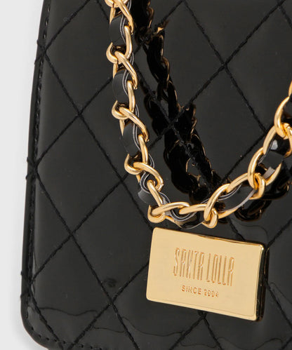 Bolsa Santa Lolla Preta Verniz Matelassê