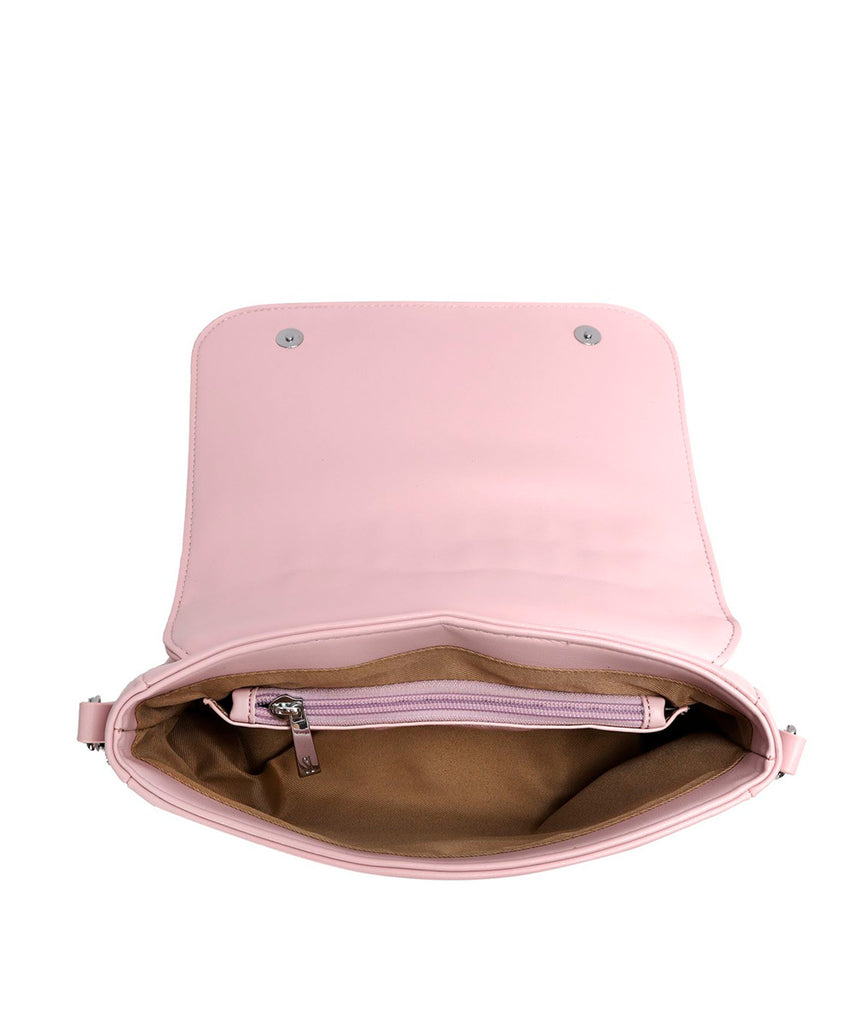 Bolsa Santa Lolla Rosa Chiclete Alça Transversal Corrente