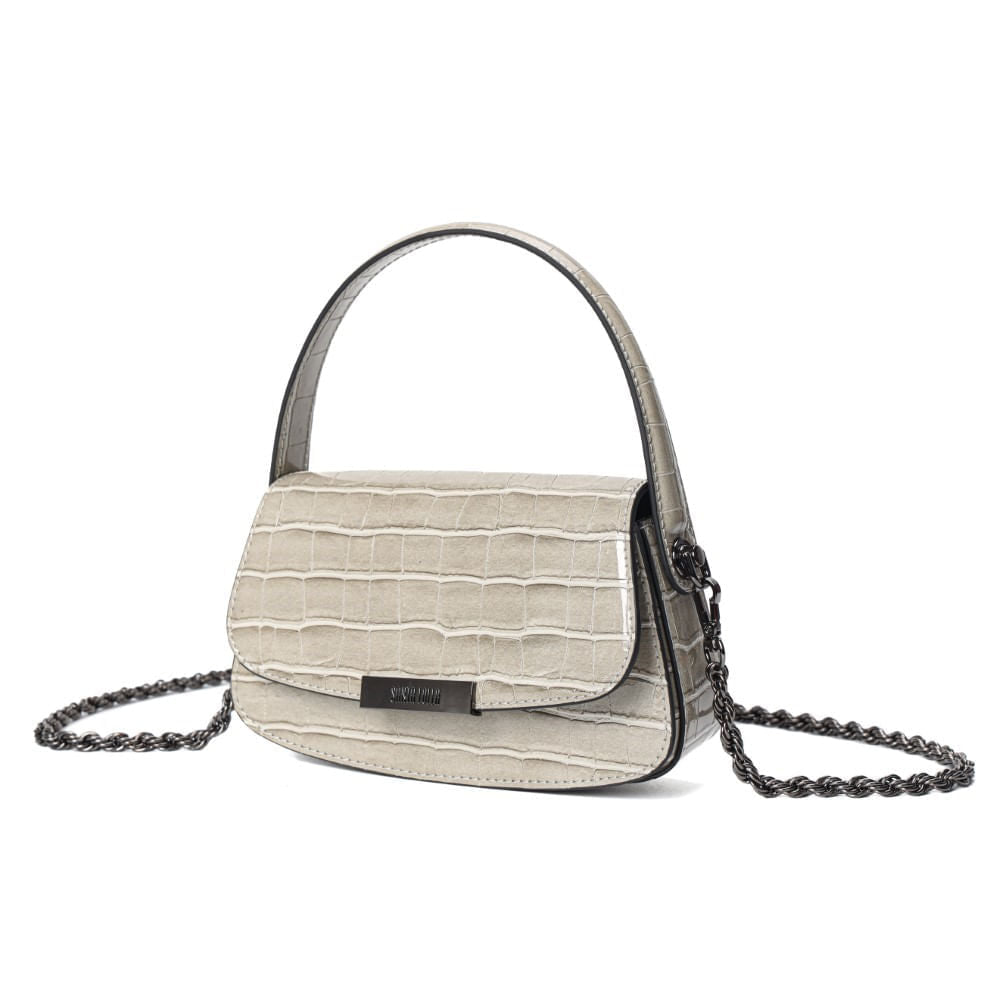 Bolsa Santa Lolla Tiracolo Cinza Croco