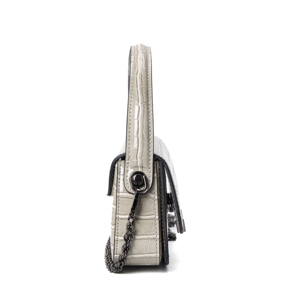 Bolsa Santa Lolla Tiracolo Cinza Croco
