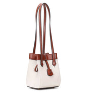 Bolsa Santa Lolla Tramado Marrom e Creme com Alça Longa