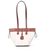 Bolsa Santa Lolla Tramado Marrom e Creme com Alça Longa