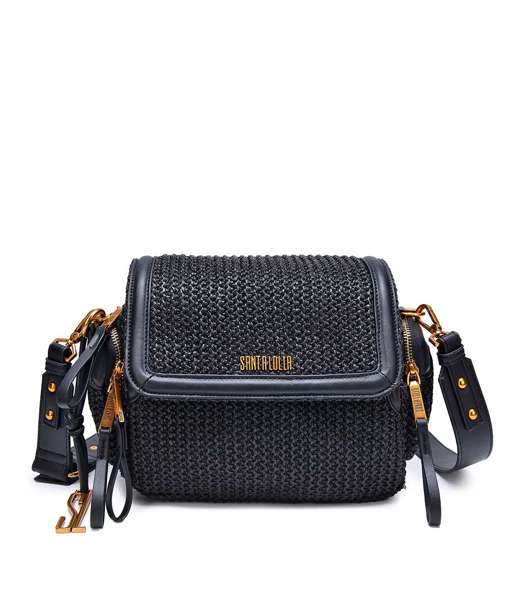 Bolsa Santa Lolla Transversal Preto Tramado