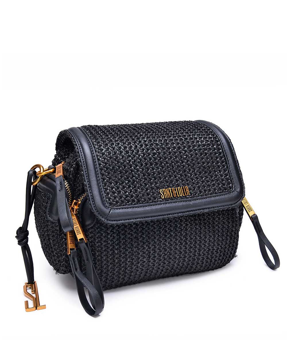Bolsa Santa Lolla Transversal Preto Tramado