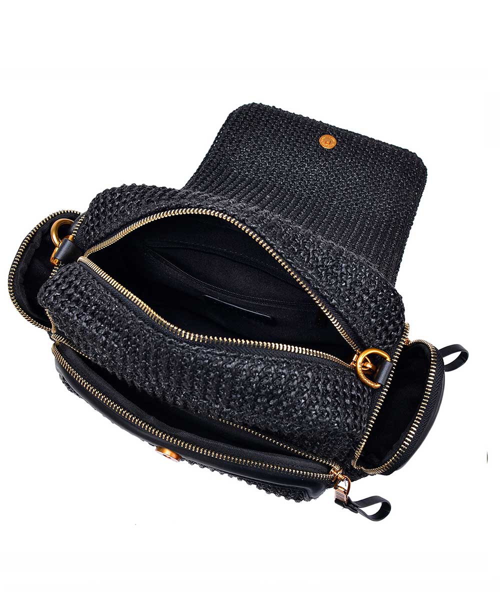 Bolsa Santa Lolla Transversal Preto Tramado