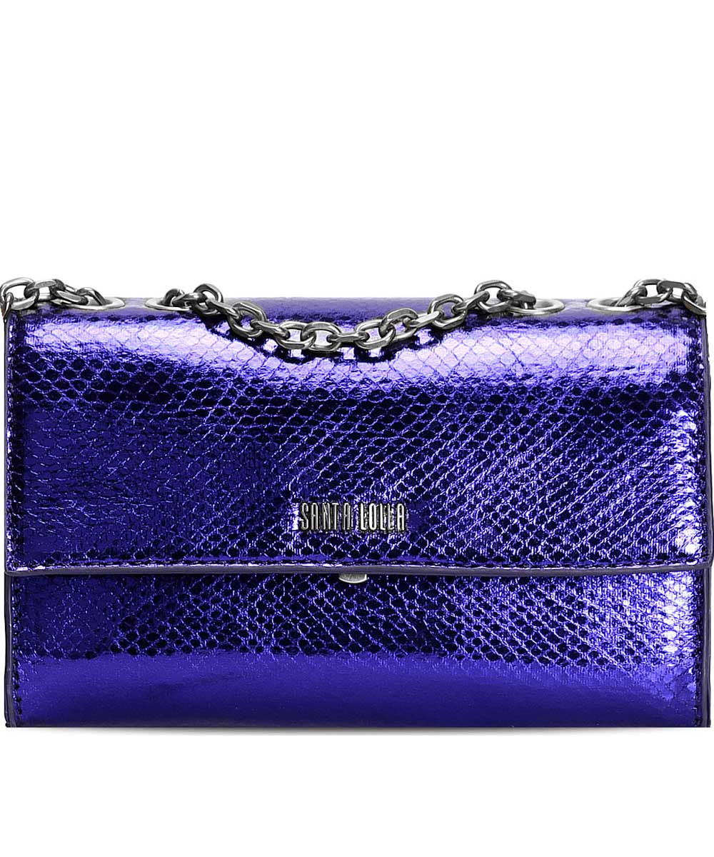 【.st】 Bolsa Santa Lolla Transversal Roxa Metalizada Correntes