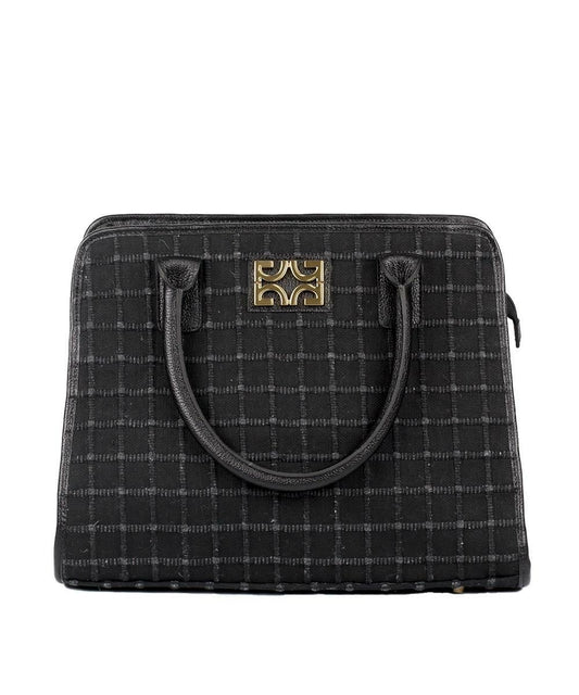 Bolsa Shopper Degalls Preta Tecido Quadriculado