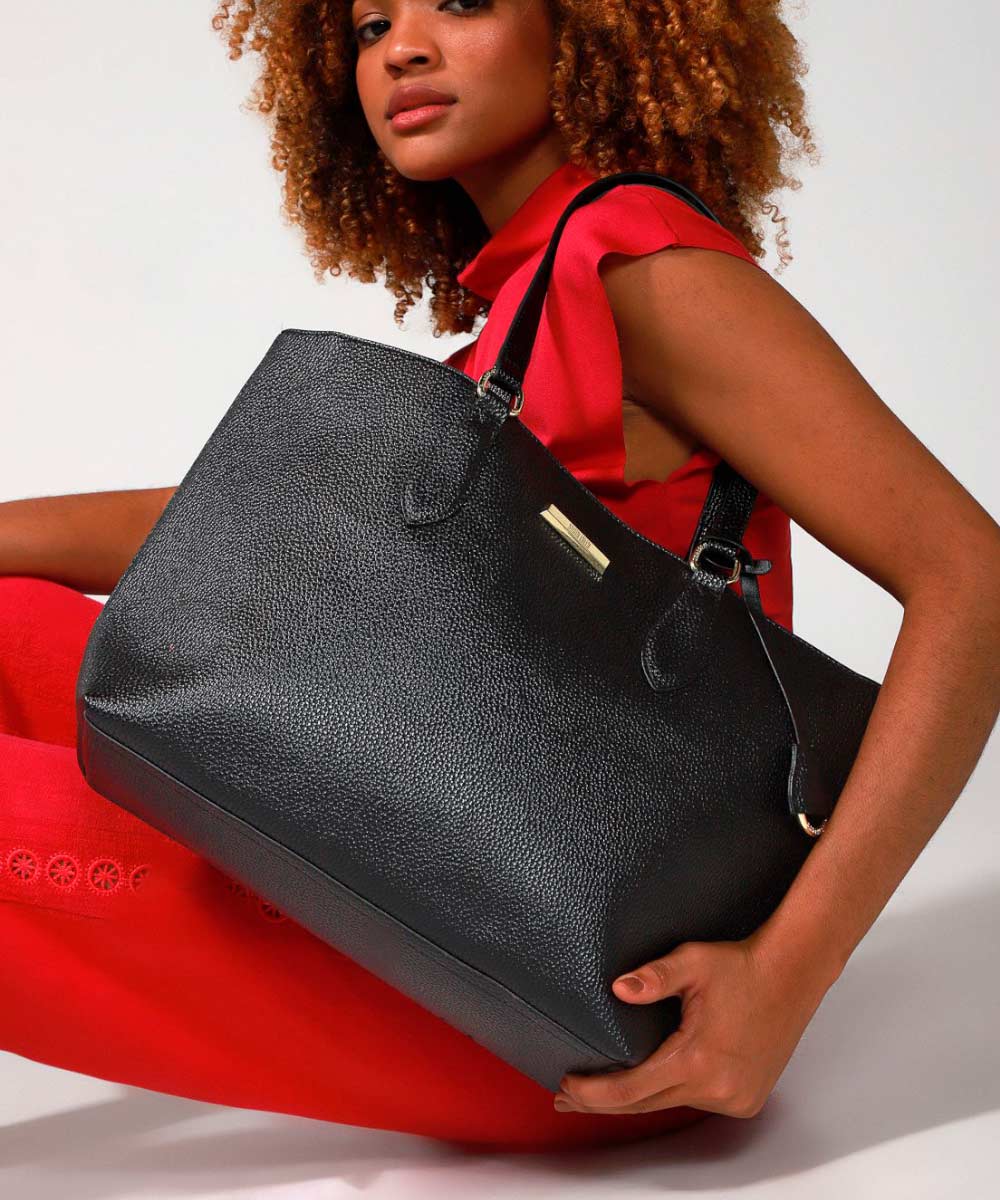 Bolsa Shopper Preta Santa Lolla Ombro