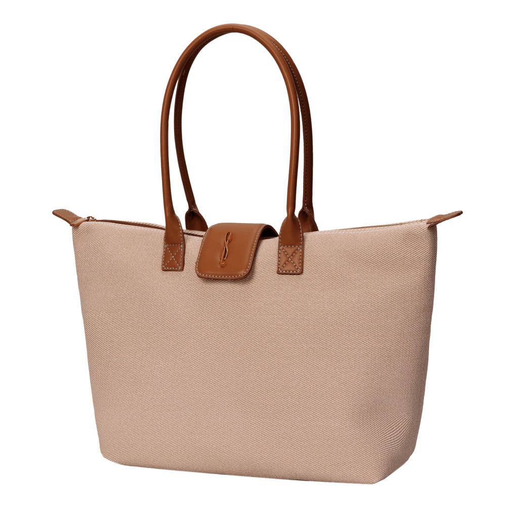 Bolsa Shopper Santa Lolla Bege Canvas Alça De Ombro