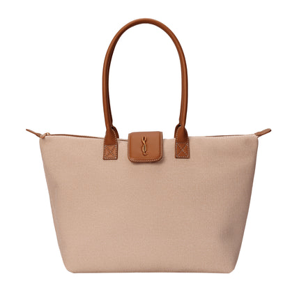 Bolsa Shopper Santa Lolla Bege Canvas Alça De Ombro