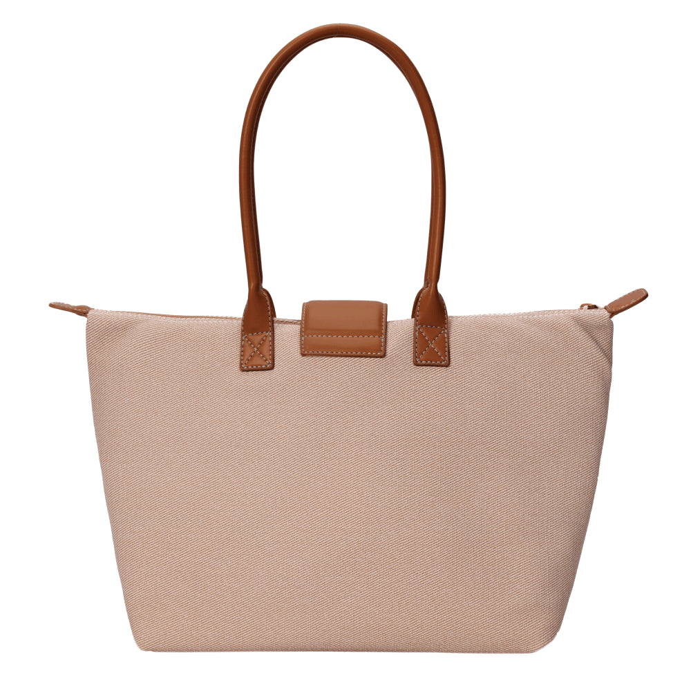 Bolsa Shopper Santa Lolla Bege Canvas Alça De Ombro