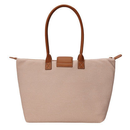 Bolsa Shopper Santa Lolla Bege Canvas Alça De Ombro