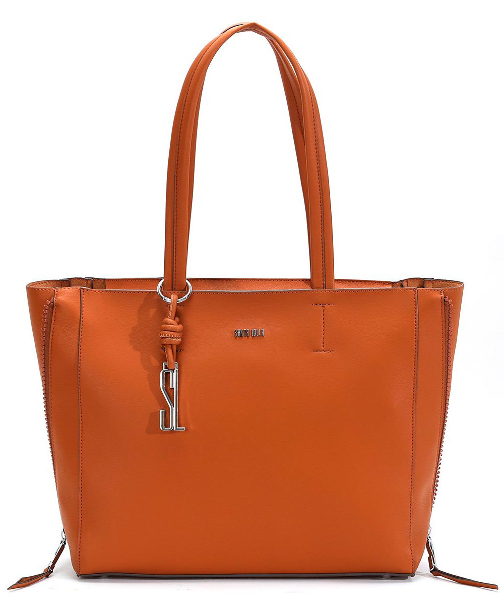 Bolsa Shopper Santa Lolla Marrom Zíper Lateral