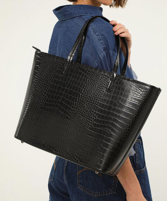 Bolsa Shopper Santa Lolla Preta Croco