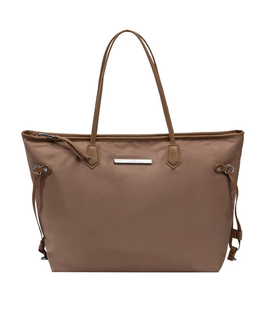 Bolsa Shopper Santa Lolla Taupe Nylon Alça Ombro