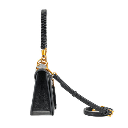 Bolsa Texturizada Santa Lolla Preta Alça Trançada