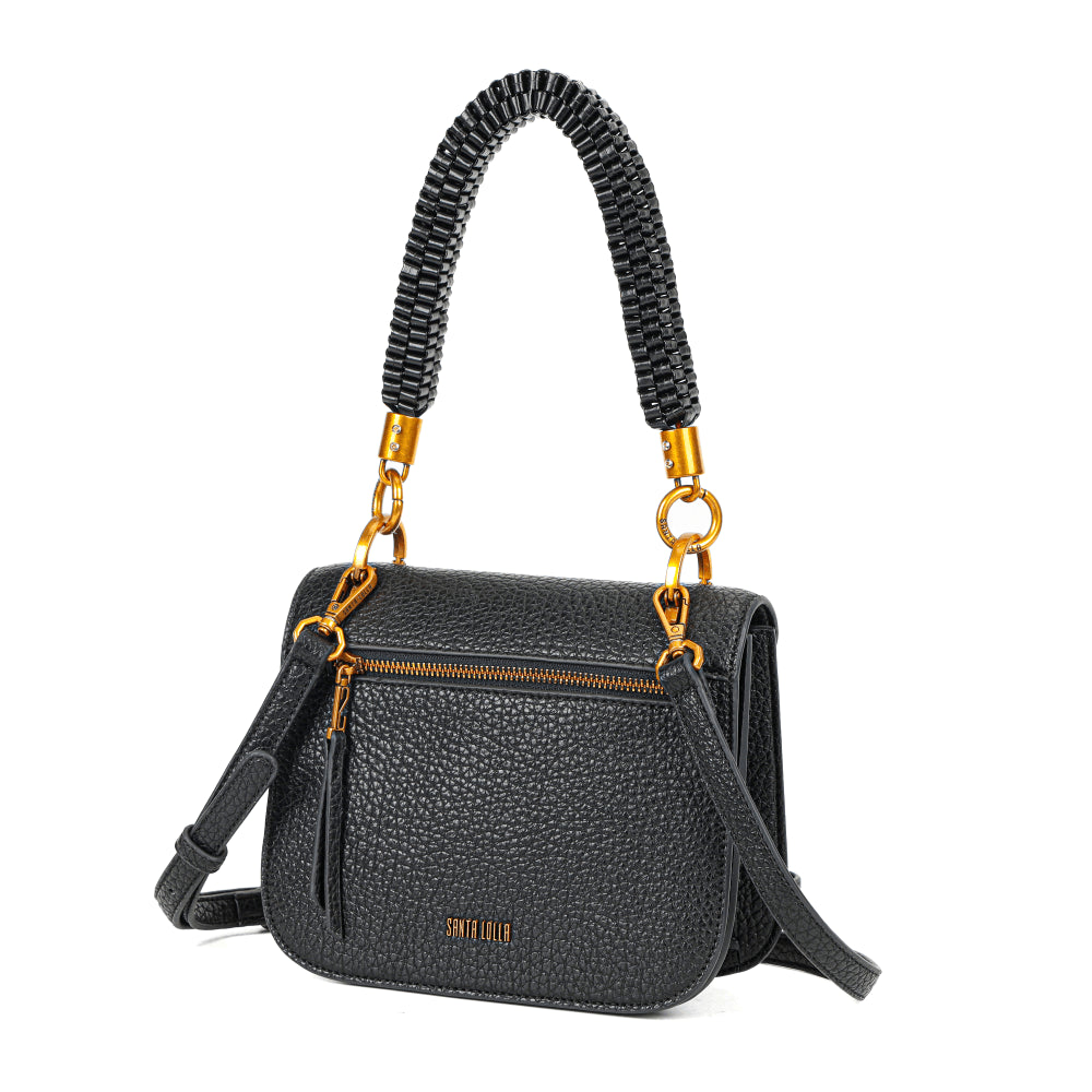 Bolsa Texturizada Santa Lolla Preta Alça Trançada