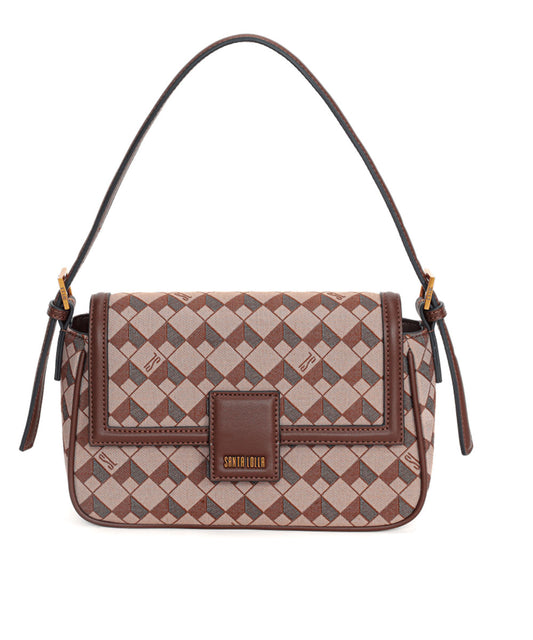 Bolsa Tiracolo Santa Lolla Cubos Marrom Alça Mão