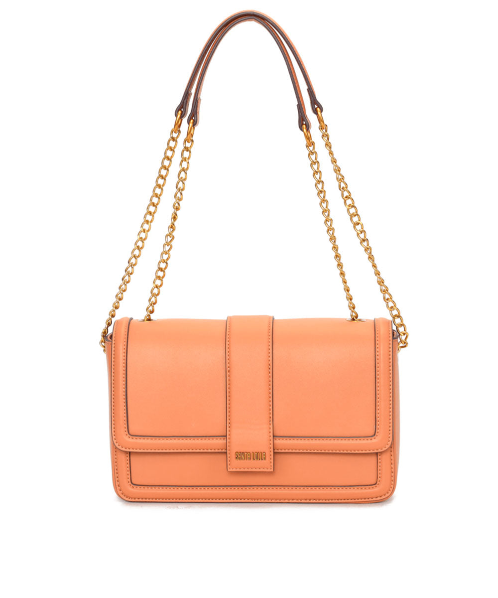 Bolsa Tiracolo Santa Lolla Marrom Cognac Alça Corrente