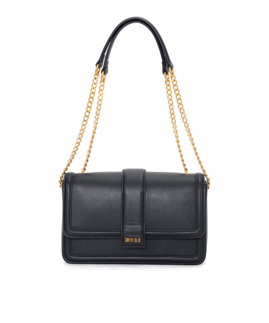 Bolsa Tiracolo Santa Lolla Preta Alça Corrente Dourada