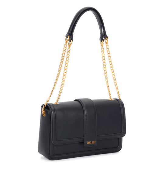 Bolsa Tiracolo Santa Lolla Preta Alça Corrente Dourada