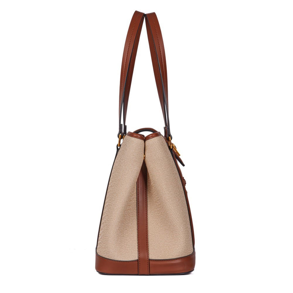 Bolsa Tote Bege Com Caramelo Santa Lolla
