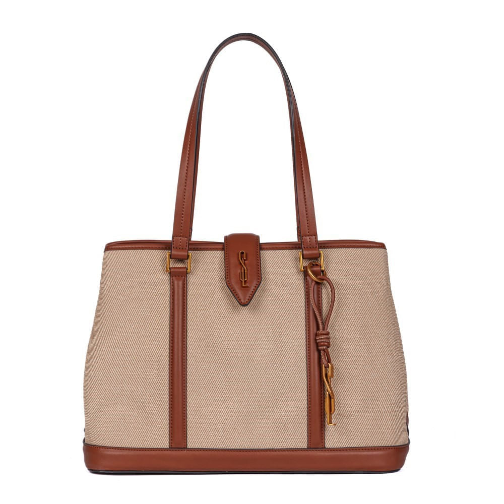Bolsa Tote Bege Com Caramelo Santa Lolla