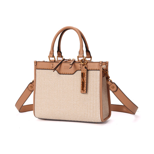 Bolsa Tote Bege Tramada Santa Lolla Duas Alças