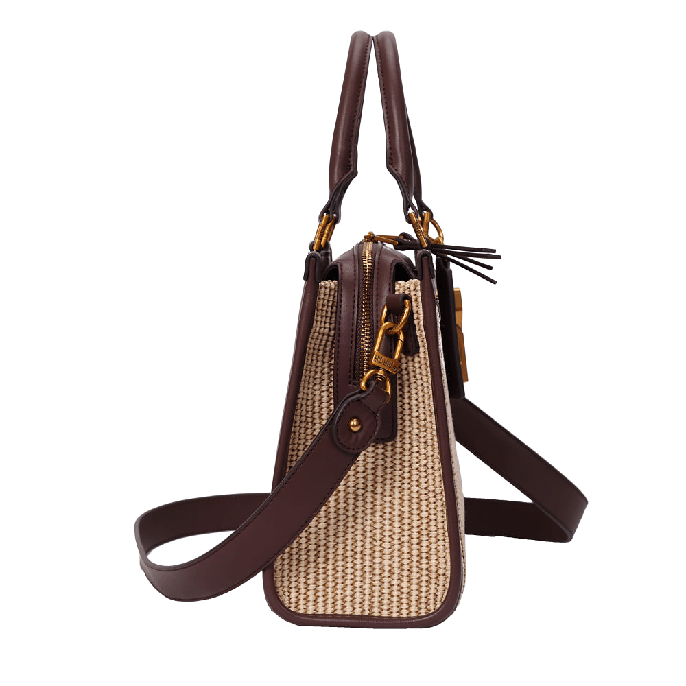 Bolsa Tote Marrom Tramada Santa Lolla Duas Alças