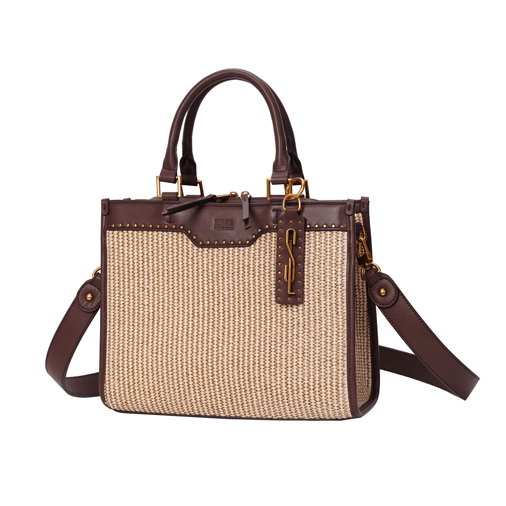 Bolsa Tote Marrom Tramada Santa Lolla Duas Alças