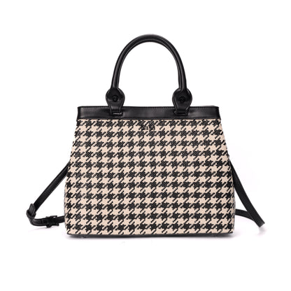 Bolsa Tote Preta E Branca Tramada Santa Lolla Duas Alças