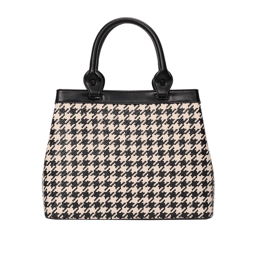 Bolsa Tote Preta E Branca Tramada Santa Lolla Duas Alças