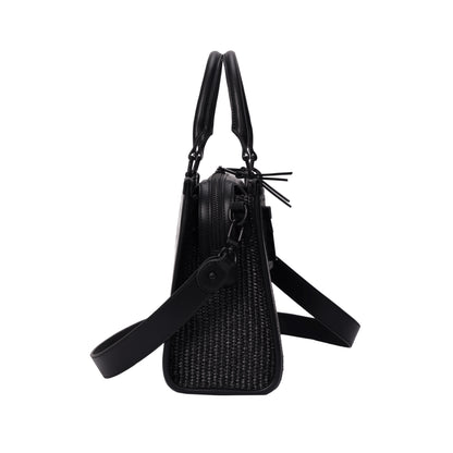 Bolsa Tote Preta Tramada Santa Lolla Duas Alças