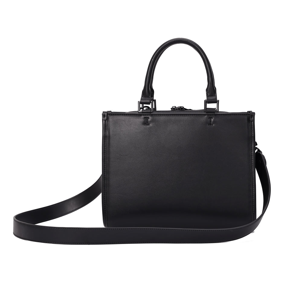 Bolsa Tote Preta Tramada Santa Lolla Duas Alças