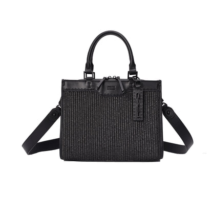 Bolsa Tote Preta Tramada Santa Lolla Duas Alças