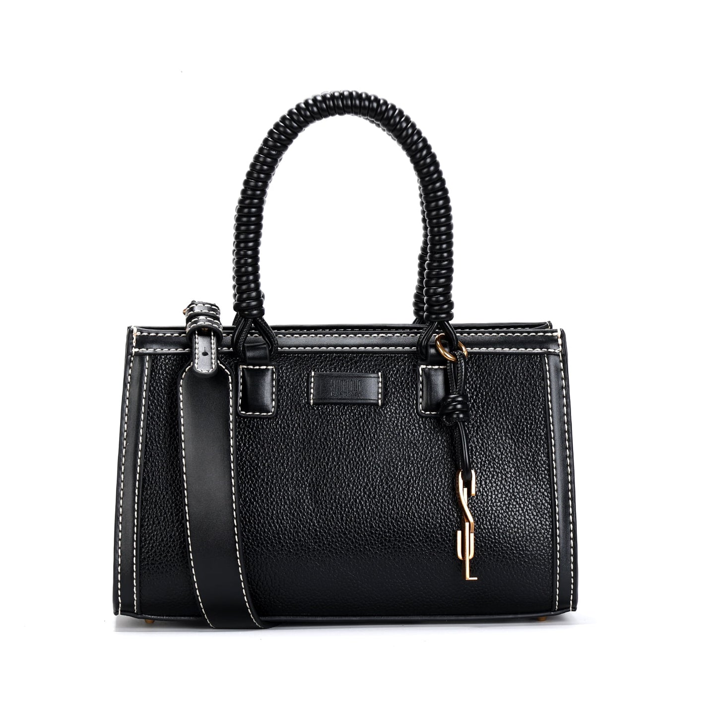 Bolsa Tote Santa Lolla Floater Preta Pesponto