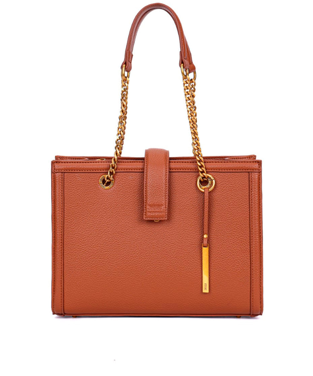 Bolsa Tote Santa Lolla Marrom Alça Corrente