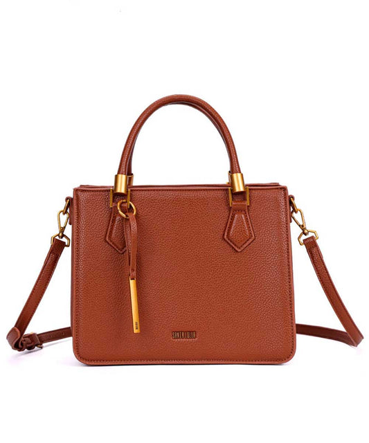 Bolsa Tote Santa Lolla Marrom Alça Dupla Transversal