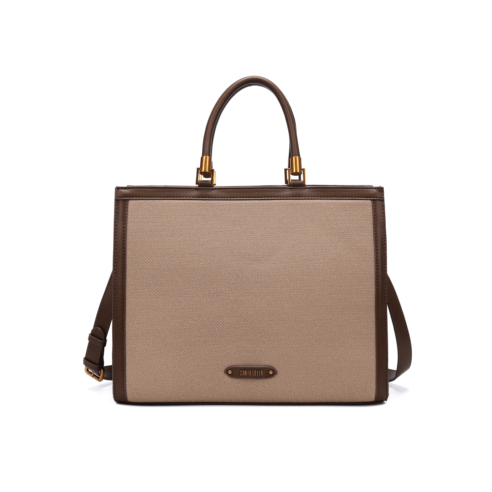 Bolsa Tote Santa Lolla Marrom Canvas Duas Alças