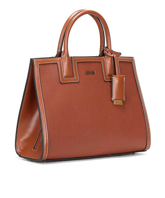 Bolsa Tote Santa Lolla Marrom Pespontos Transversal