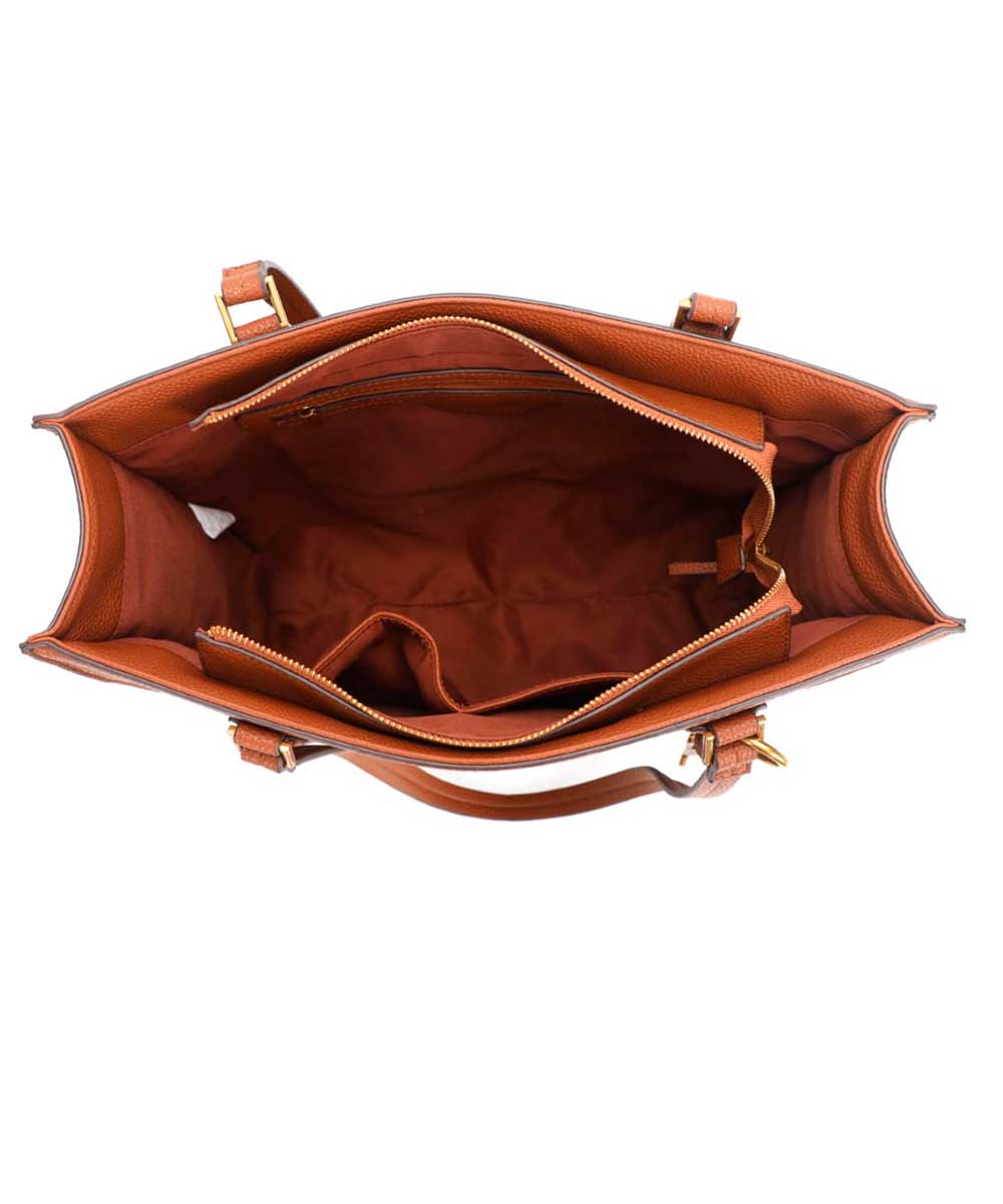 Bolsa Tote Santa Lolla Marrom Quadrada Alça Ombro